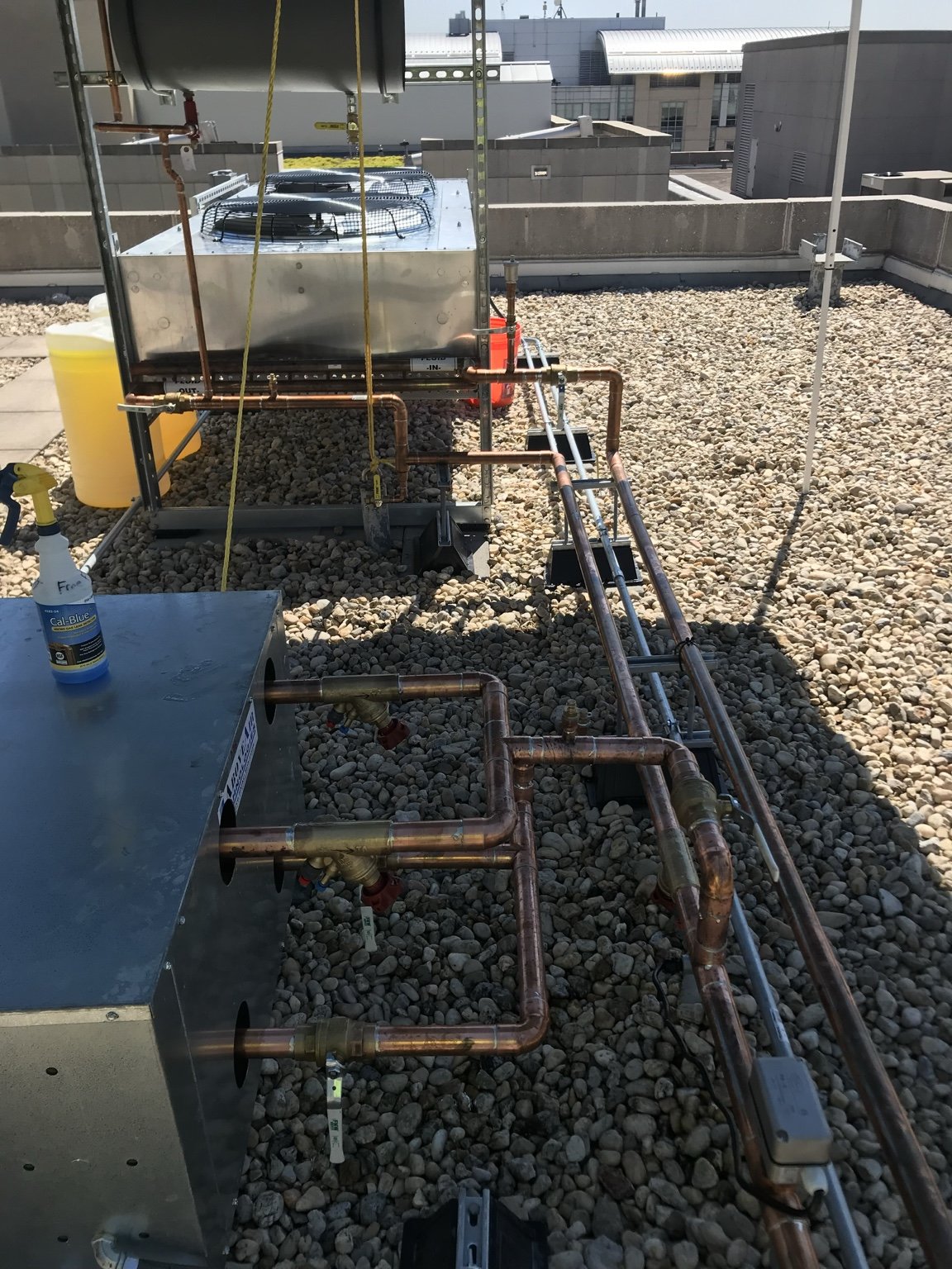 Rooftop mechanical equipment and piping